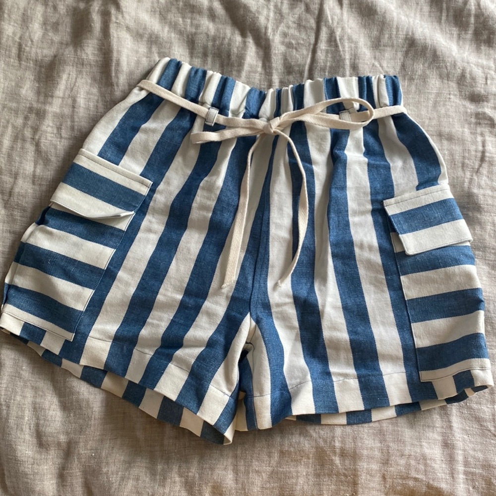 Striped Blue and White Women's Shorts